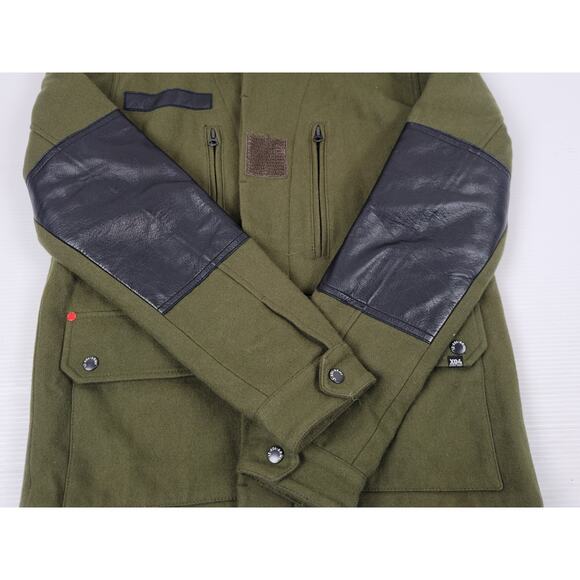 Izzue IZ-X04-Army Green Wool Blend Mens Large Button Military Style Heavy Jacket - Picture 6 of 16